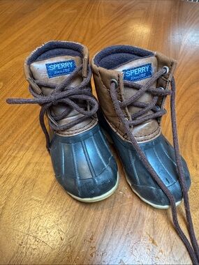 Sperry Kids Brown and Black Waterproof Duck Boots